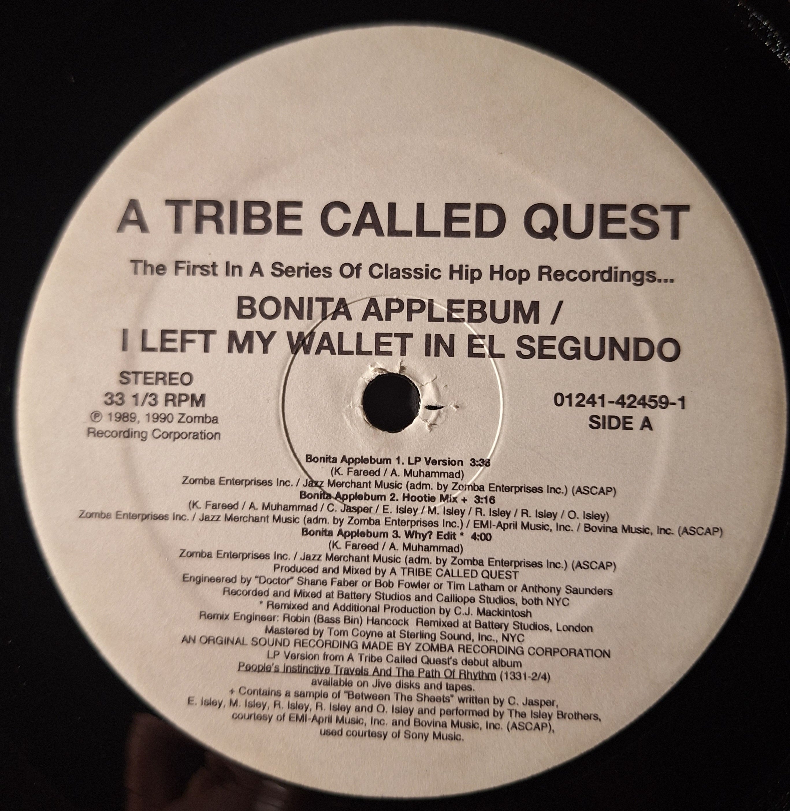 A Tribe Called Quest-"Bonita Applebum"/"I Left My Wallet in El Sequndo" (12" Single Vinyl)