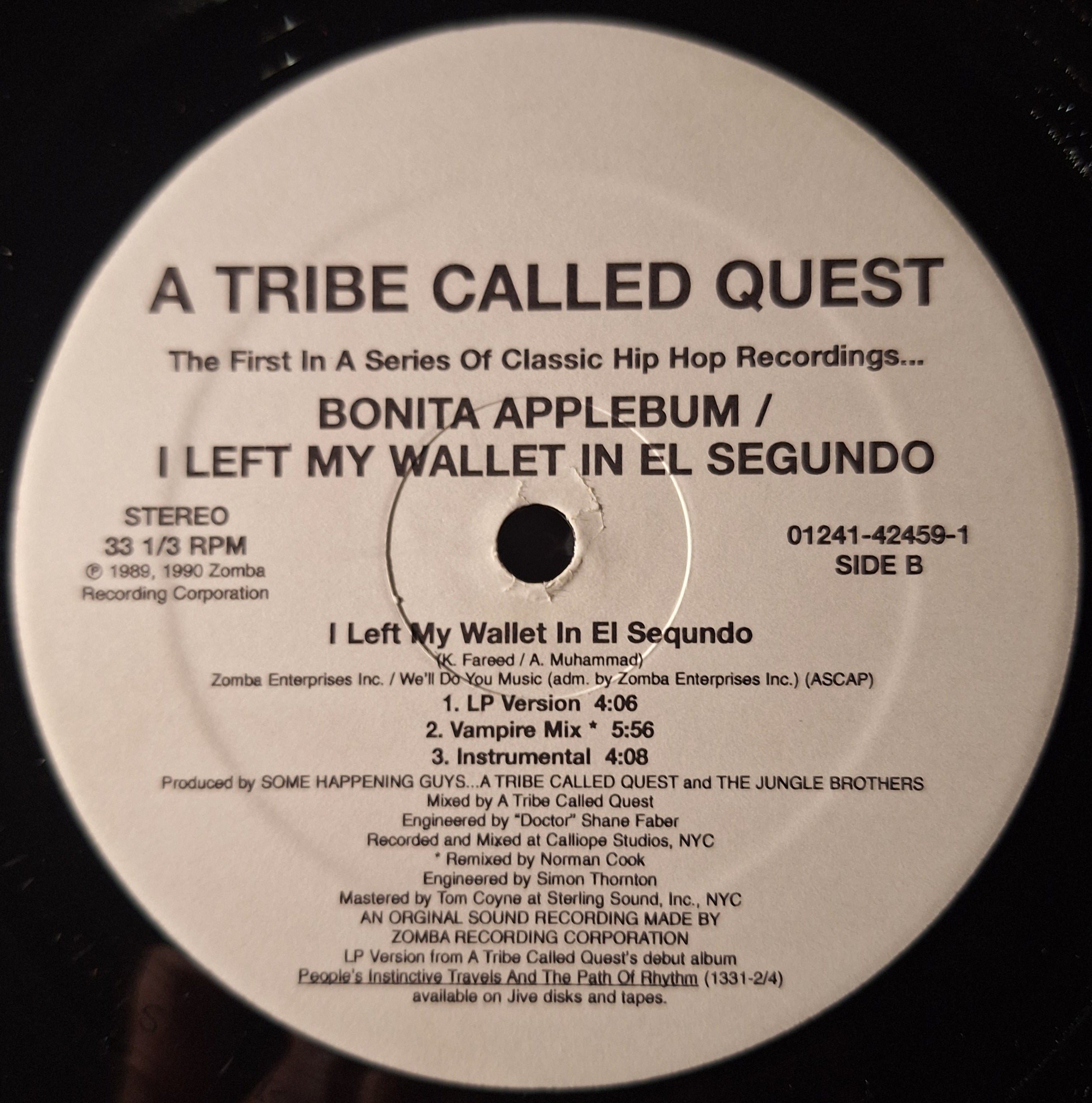 A Tribe Called Quest-"Bonita Applebum"/"I Left My Wallet in El Sequndo" (12" Single Vinyl)