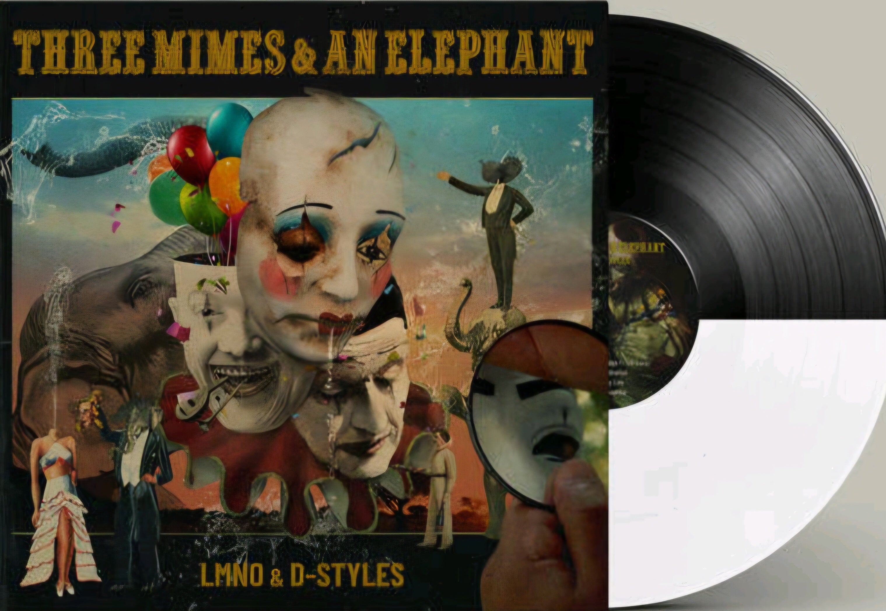 LMNO & D-Styles- Three Mimes & an Elephant (Black/White split color vinyl)